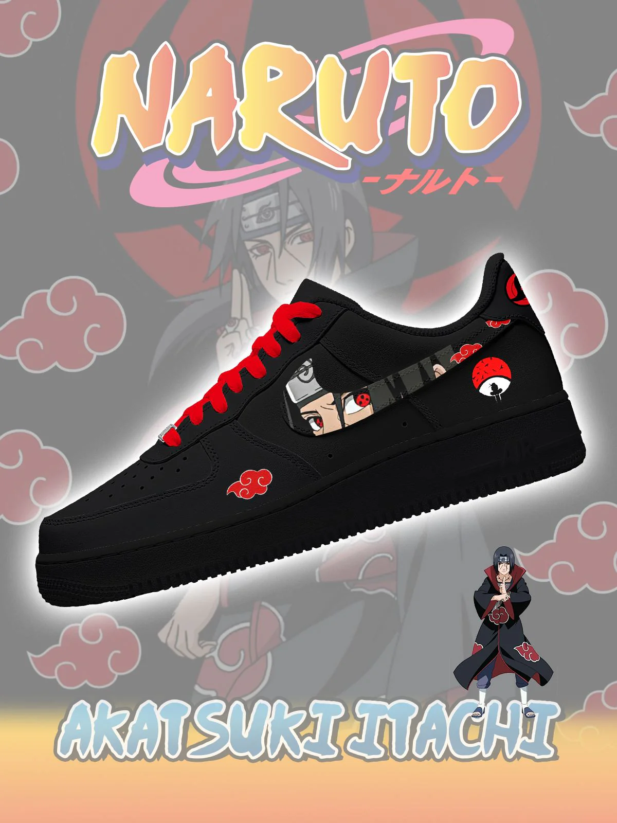 Akatsuki Itachi Uchiha V.2 Custom Low-Top Sneakers