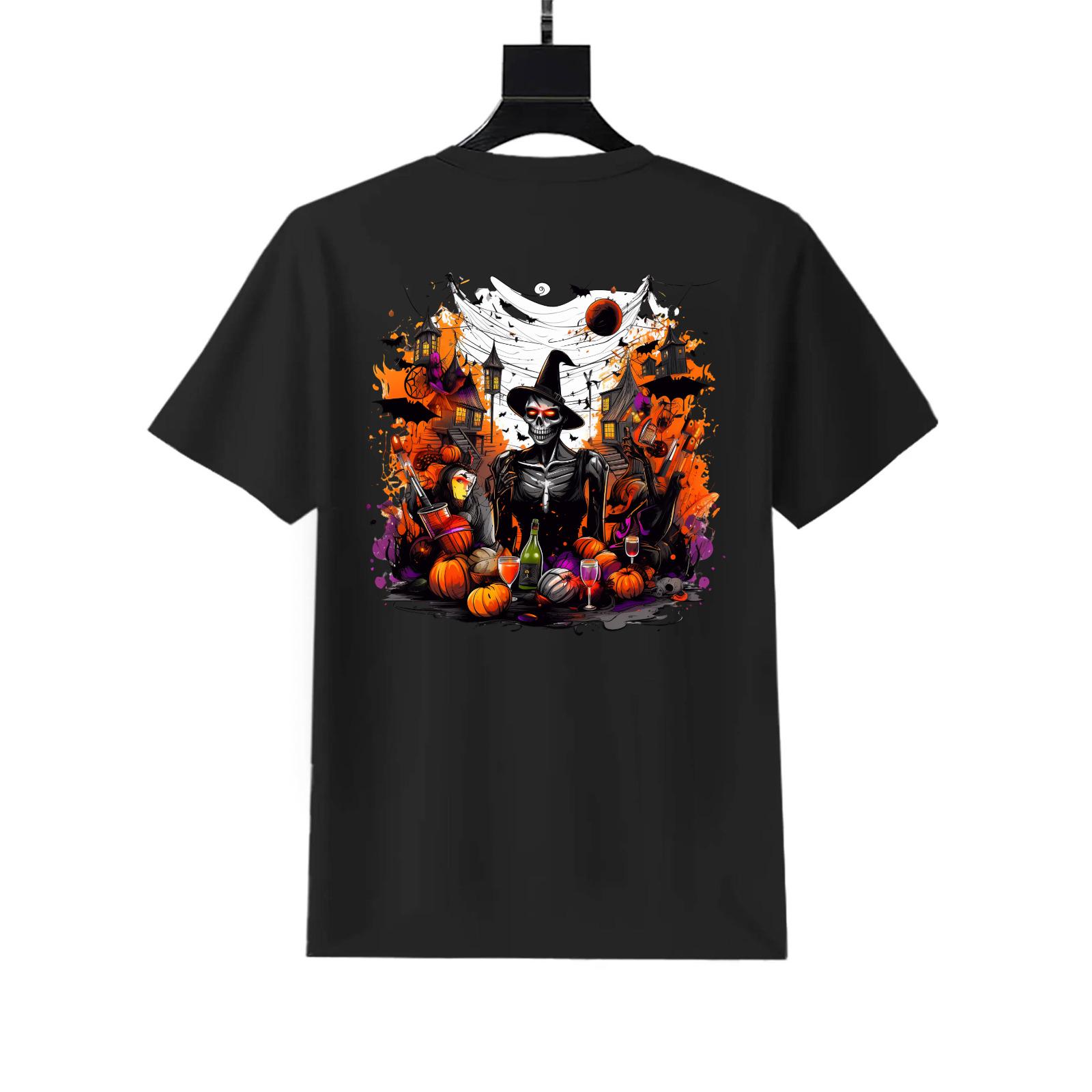Halloween Graphic T-Shirt | 180g Cotton Pumpkin Ghost Tee - Image 2