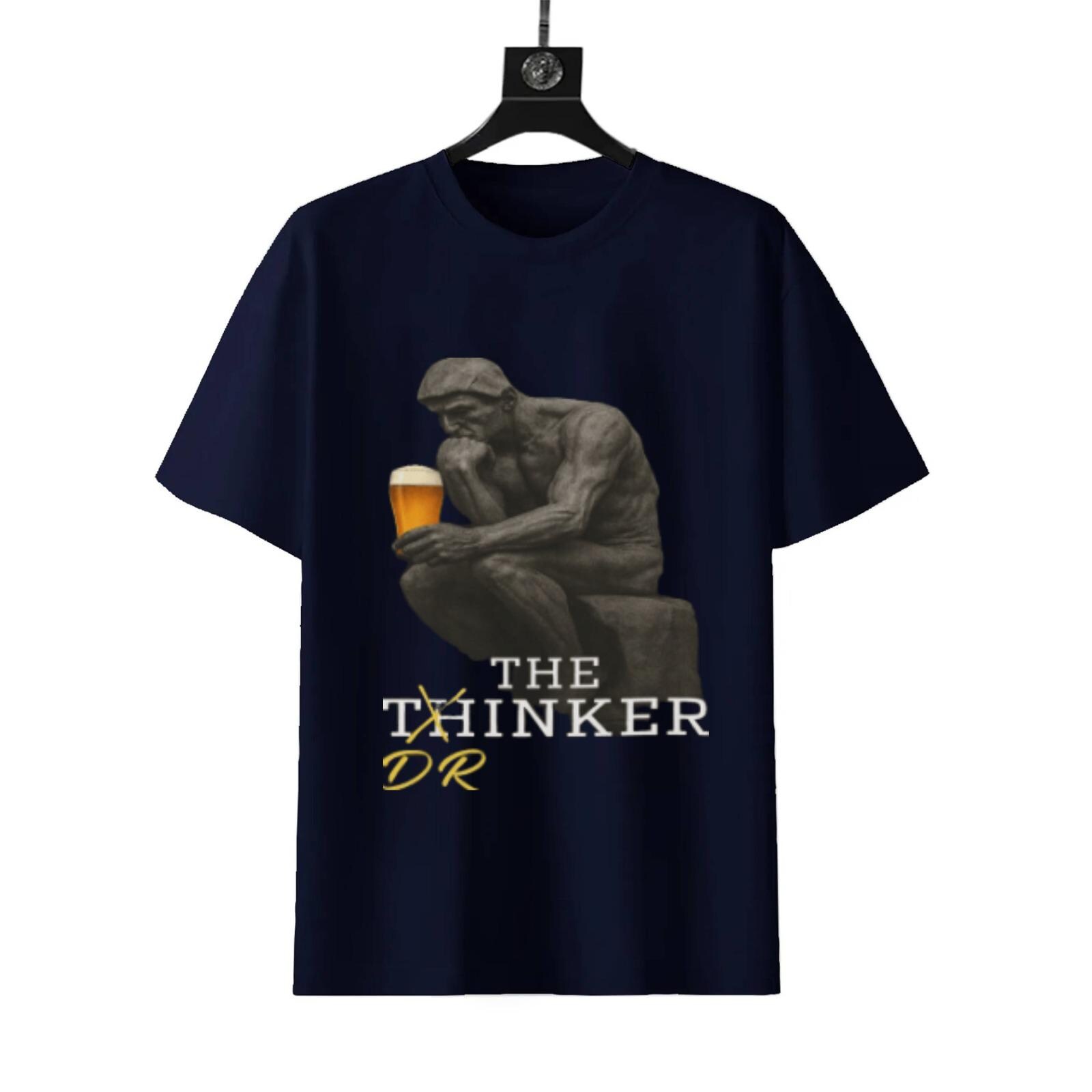 Funny Beer Thinker T-Shirt | Statue Parody Novelty Tee - Image 7