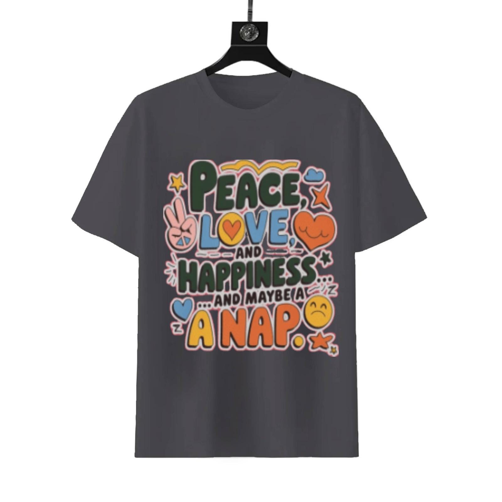 Peace Love Happiness Nap T-Shirt | Self Care Humor Tee - Image 5