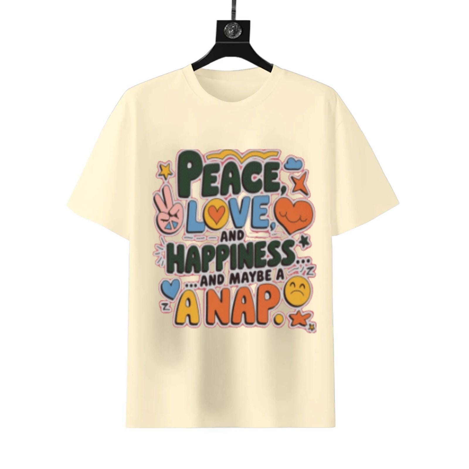 Peace Love Happiness Nap T-Shirt | Self Care Humor Tee - Image 10