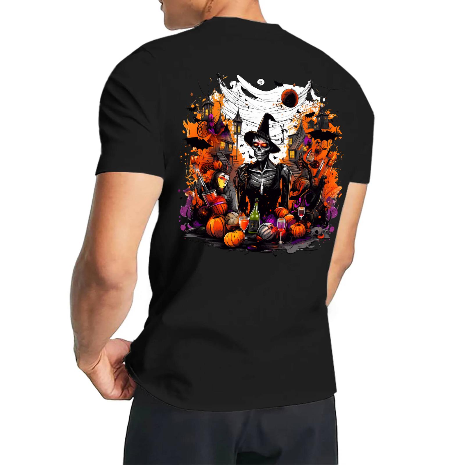 Halloween Graphic T-Shirt | 180g Cotton Pumpkin Ghost Tee - Image 3