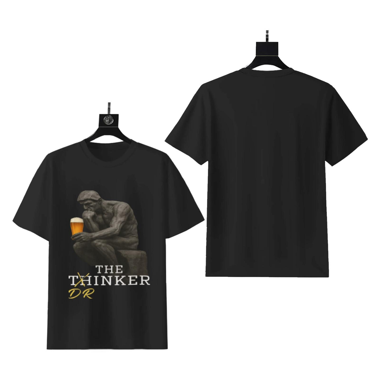 Funny Beer Thinker T-Shirt | Statue Parody Novelty Tee - Image 3