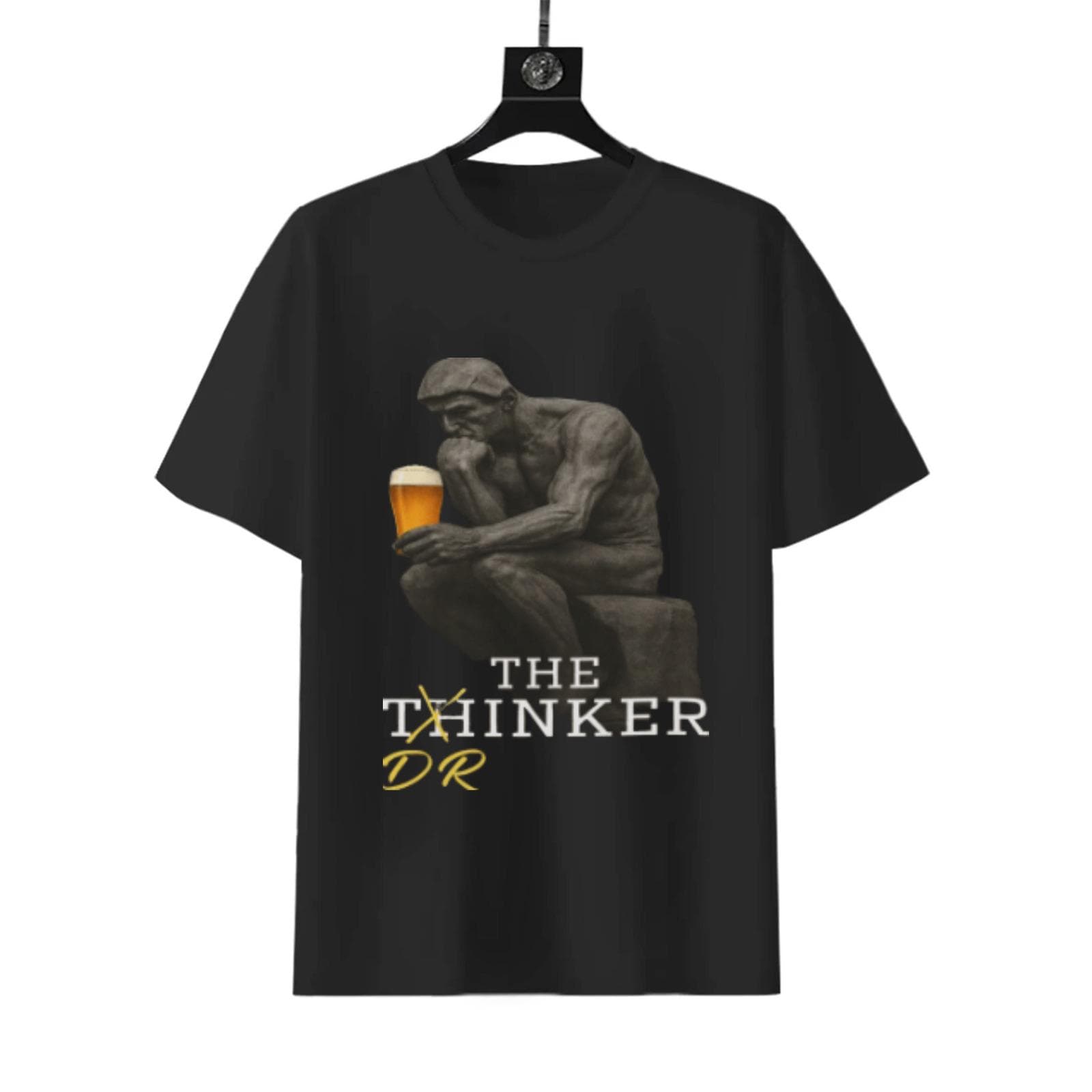 Funny Beer Thinker T-Shirt | Statue Parody Novelty Tee