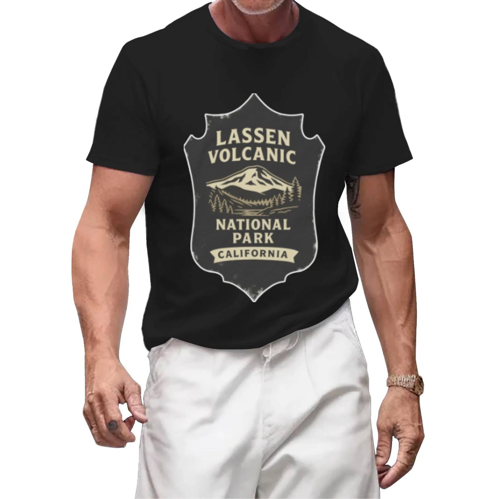 Lassen Volcanic National Park T-Shirt | California Retro Badge Tee - Image 3