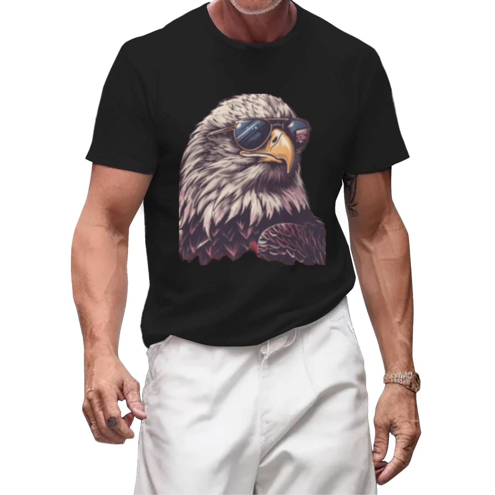 Eagle Sunglasses American Flag T-Shirt | Patriotic Graphic Tee - Image 2