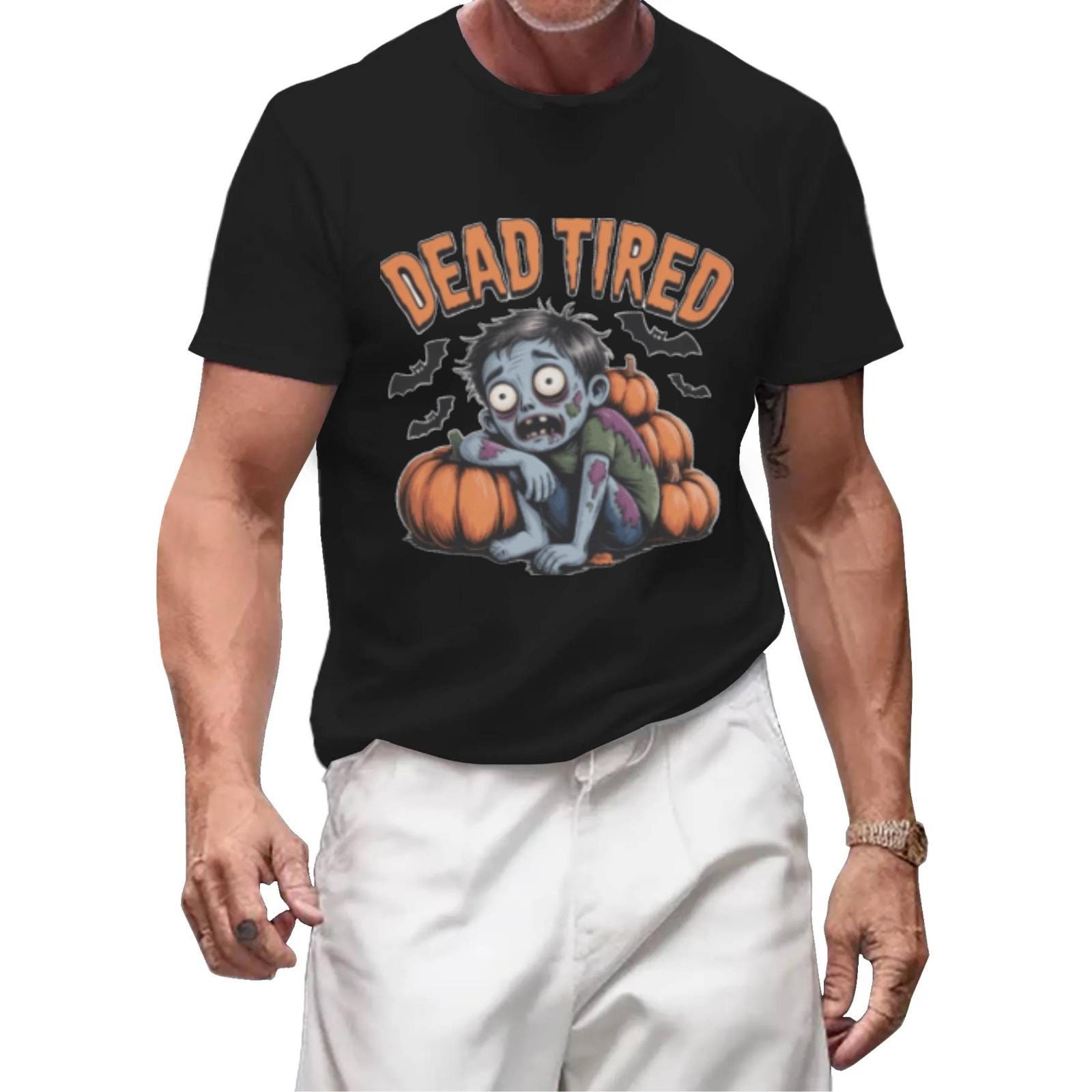 Dead Tired Halloween T-Shirt | Spooky Pun Costume Tee - Image 3