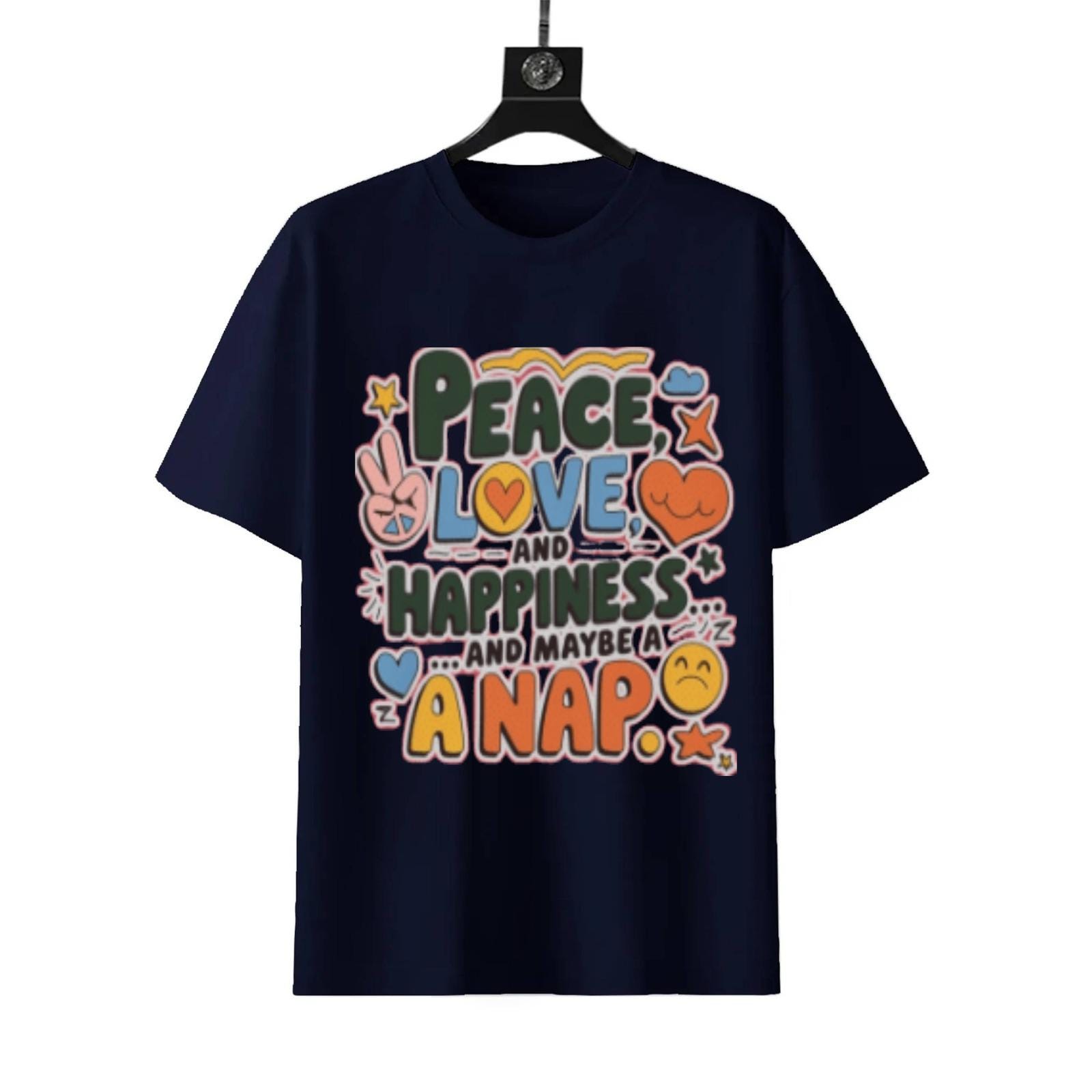 Peace Love Happiness Nap T-Shirt | Self Care Humor Tee - Image 7
