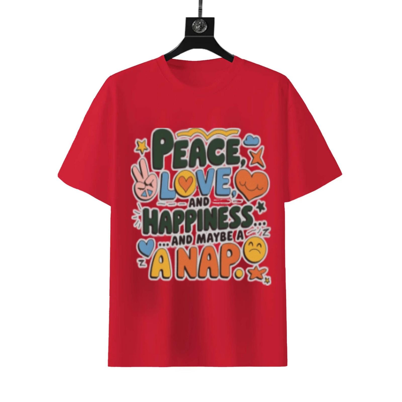 Peace Love Happiness Nap T-Shirt | Self Care Humor Tee - Image 8