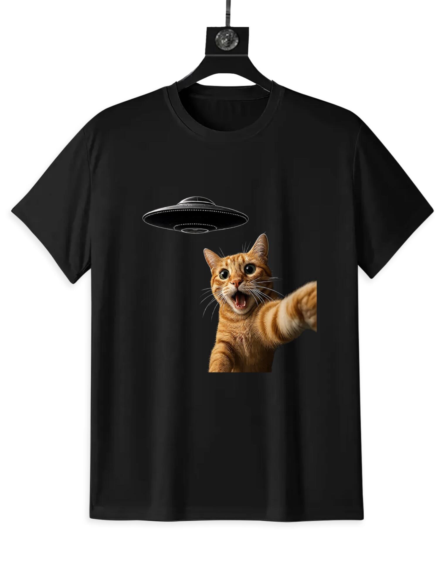 UFO Cat T-Shirt | Funny Alien Abduction Graphic Tee - Image 9