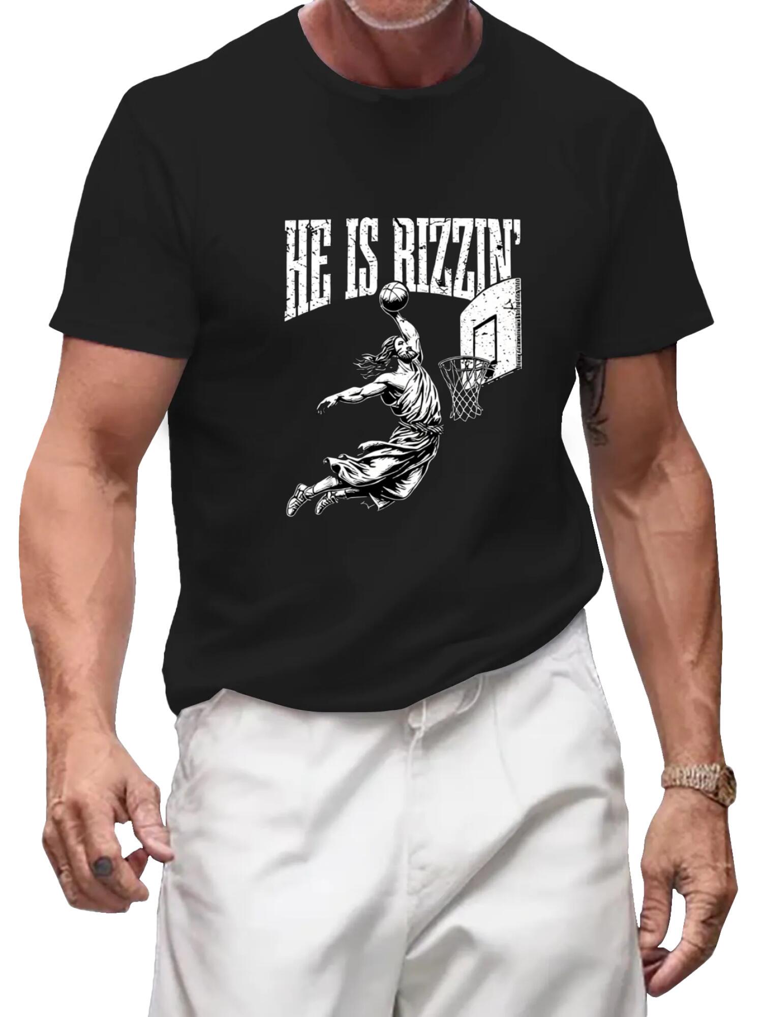 He Is Rizzin T-Shirt | Funny Jesus Basketball Meme Tee - Image 2
