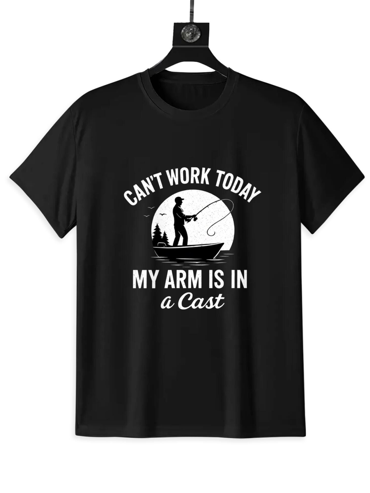 Can't Work Today Fishing T-Shirt | Funny Arm Cast Tee - Image 3