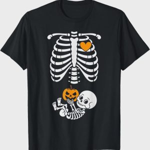 Skeleton Baby Maternity T-Shirt | Halloween Pregnancy Announcement Tee