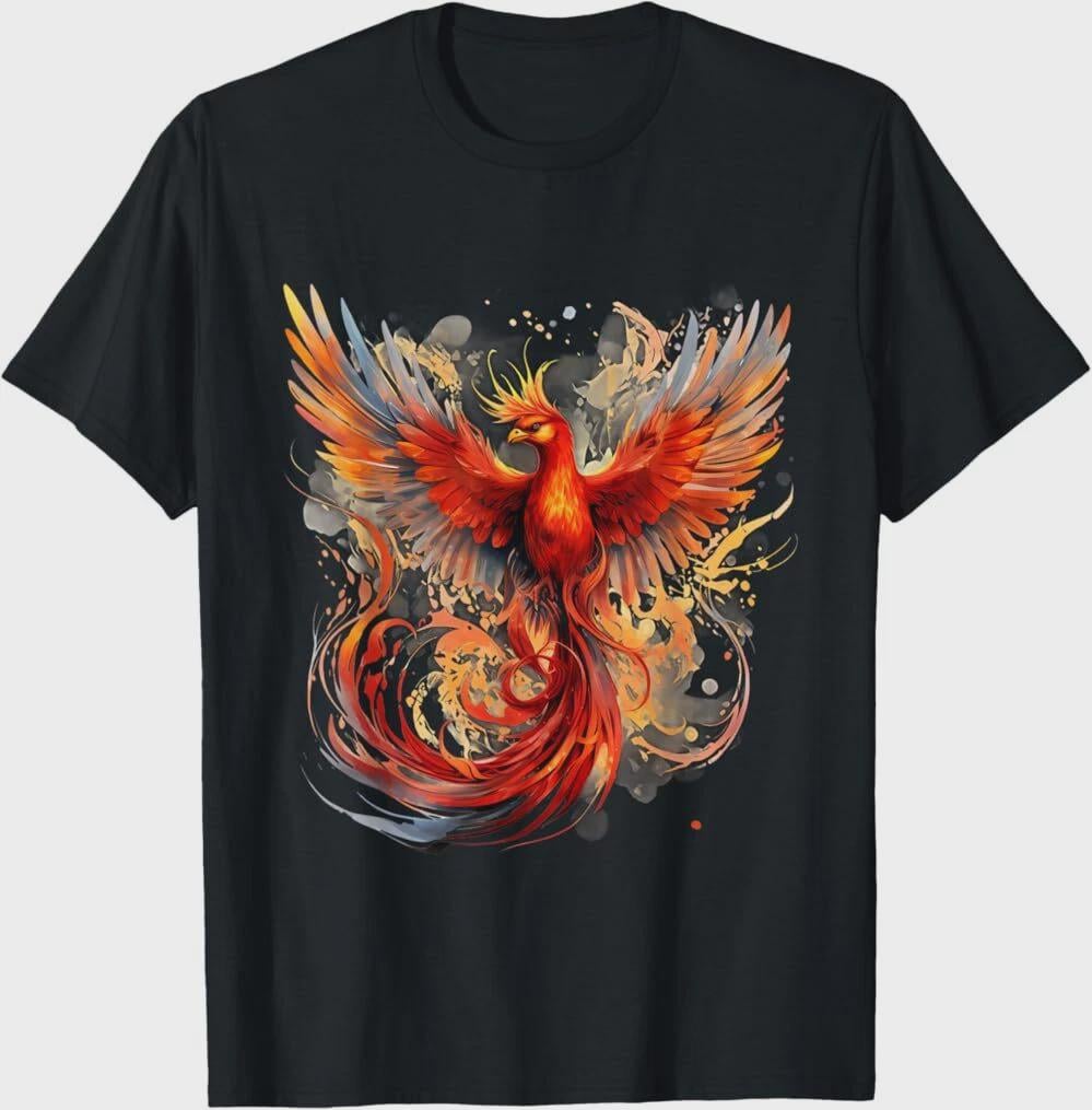Fire Phoenix T-Shirt | Rising Reborn Bird Design