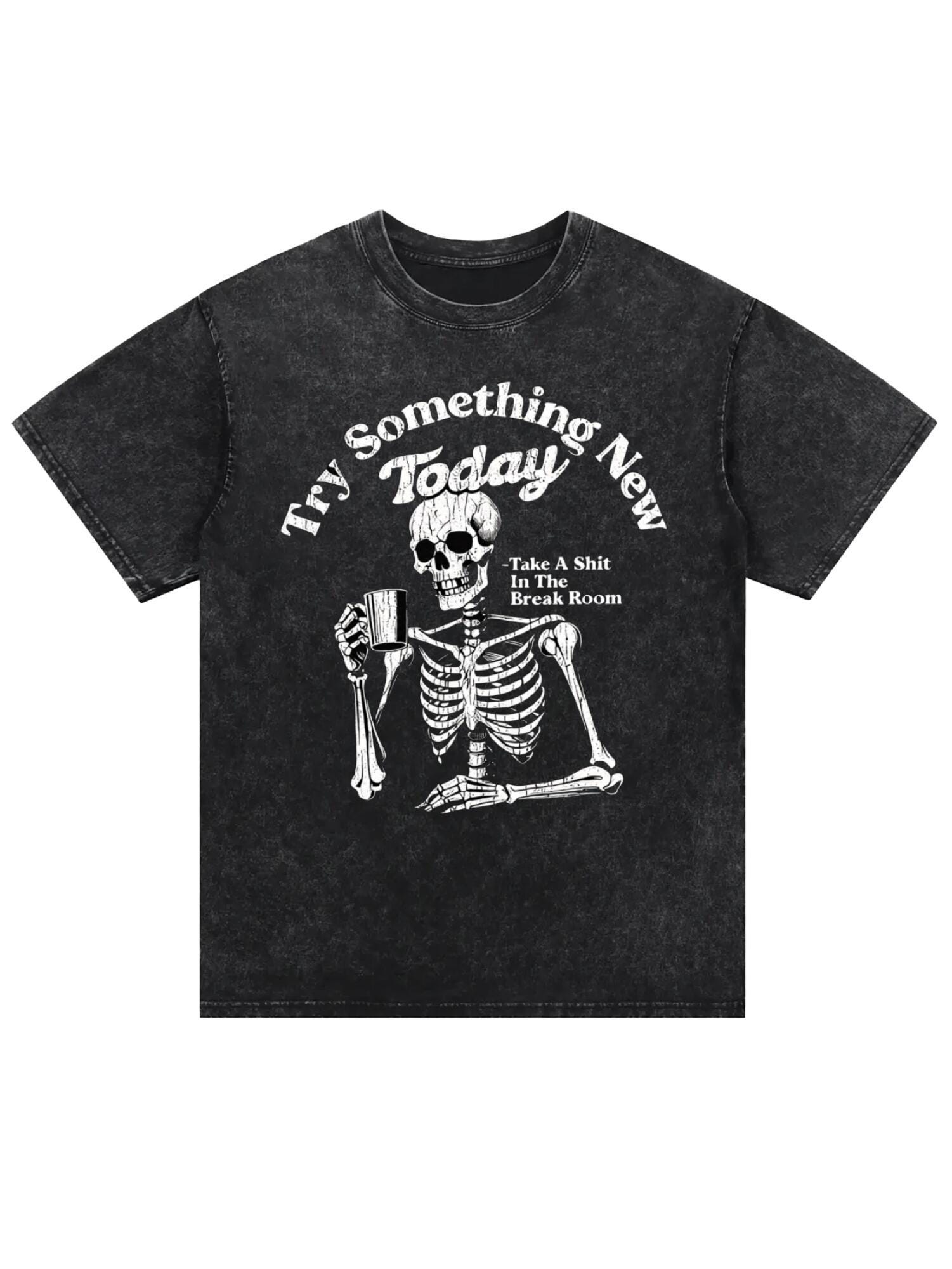 Funny Skeleton T-Shirt | Retro Wash Cotton Graphic Tee - Image 3