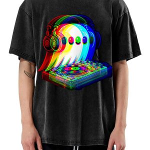 Ghost DJ Vaporwave T-Shirt | Retro Rave Music Graphic Tee