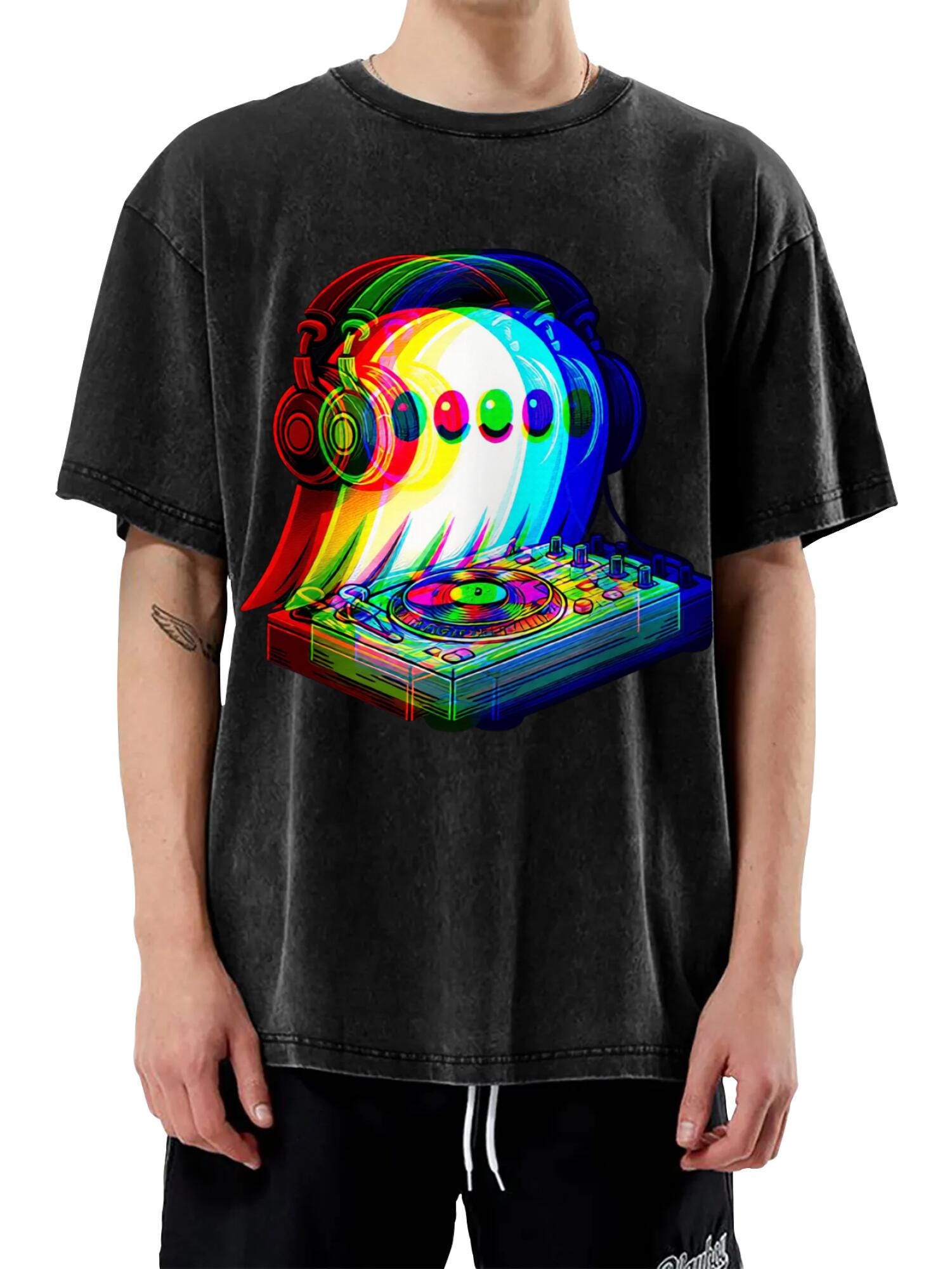 Ghost DJ Vaporwave T-Shirt | Retro Rave Music Graphic Tee