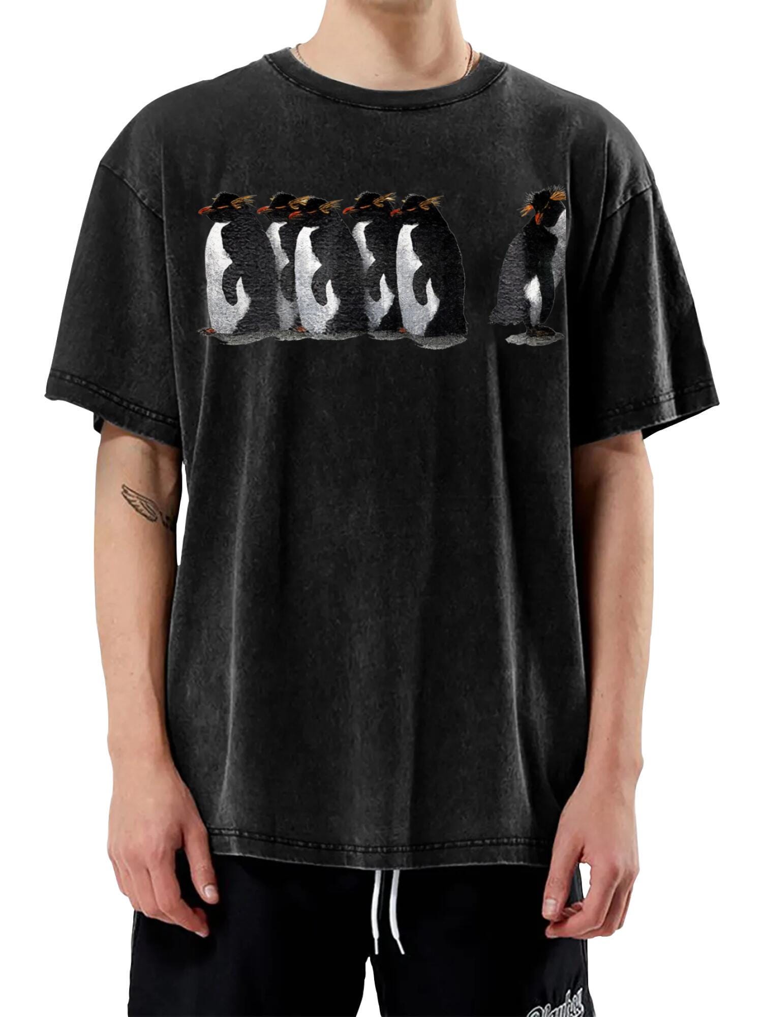 Penguin Parade Graphic T-Shirt | Retro Wash Cotton Tee