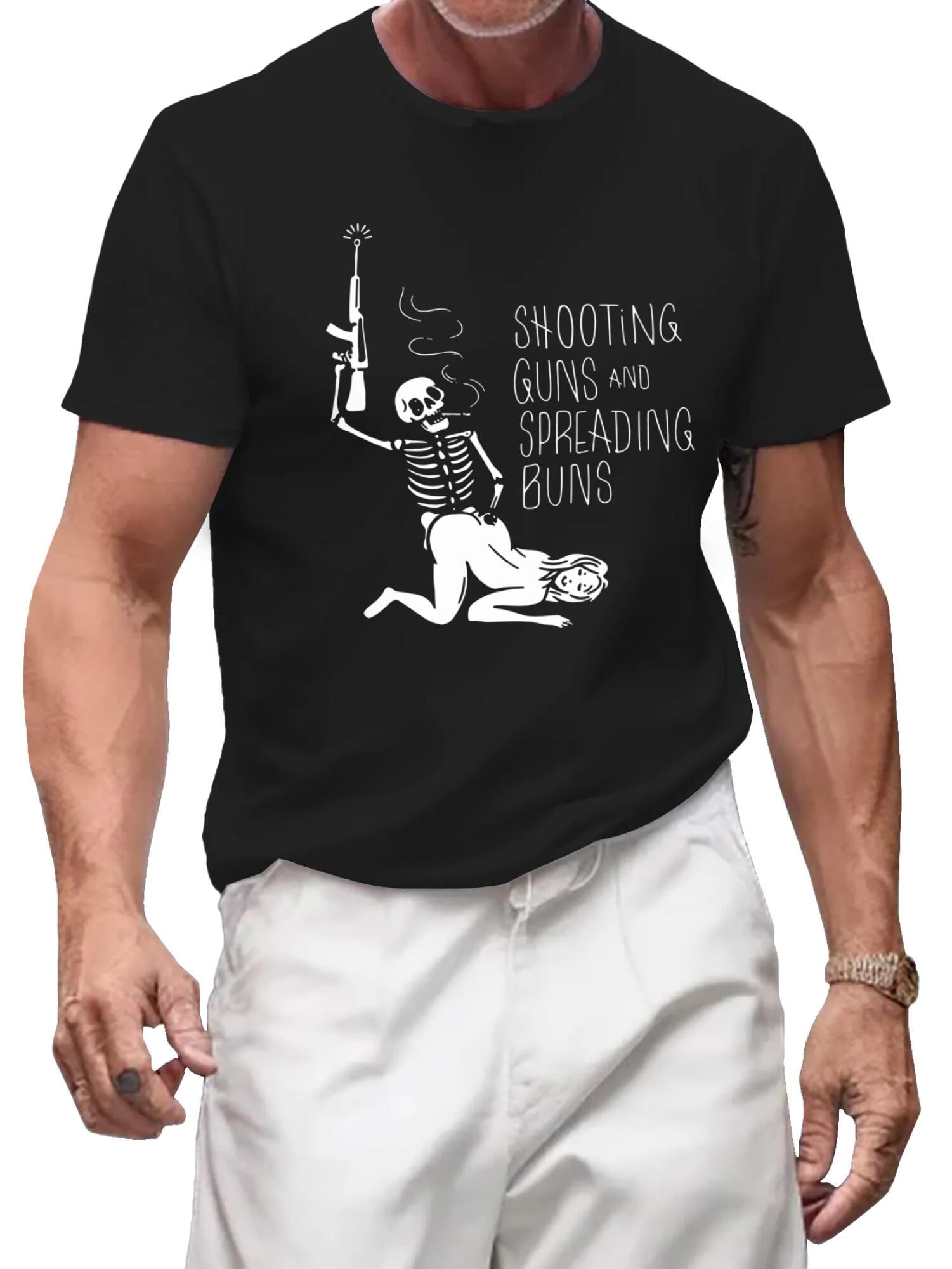 Shooting Guns & Spreading Buns T-Shirt | Funny Double Meaning Tee - Image 2