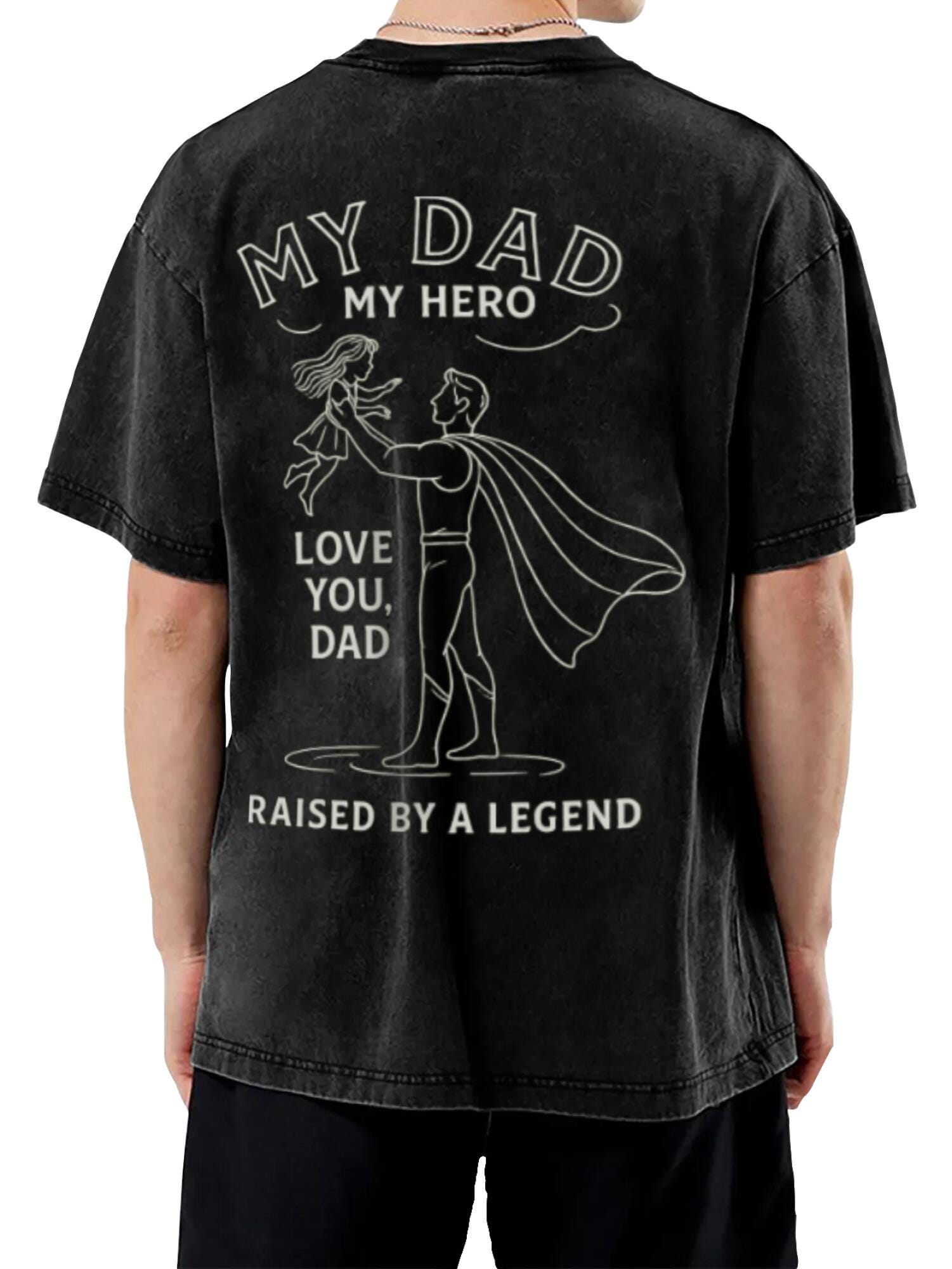 My Hero Dad T-Shirt | 200g Vintage Washed Cotton Tee - Image 2