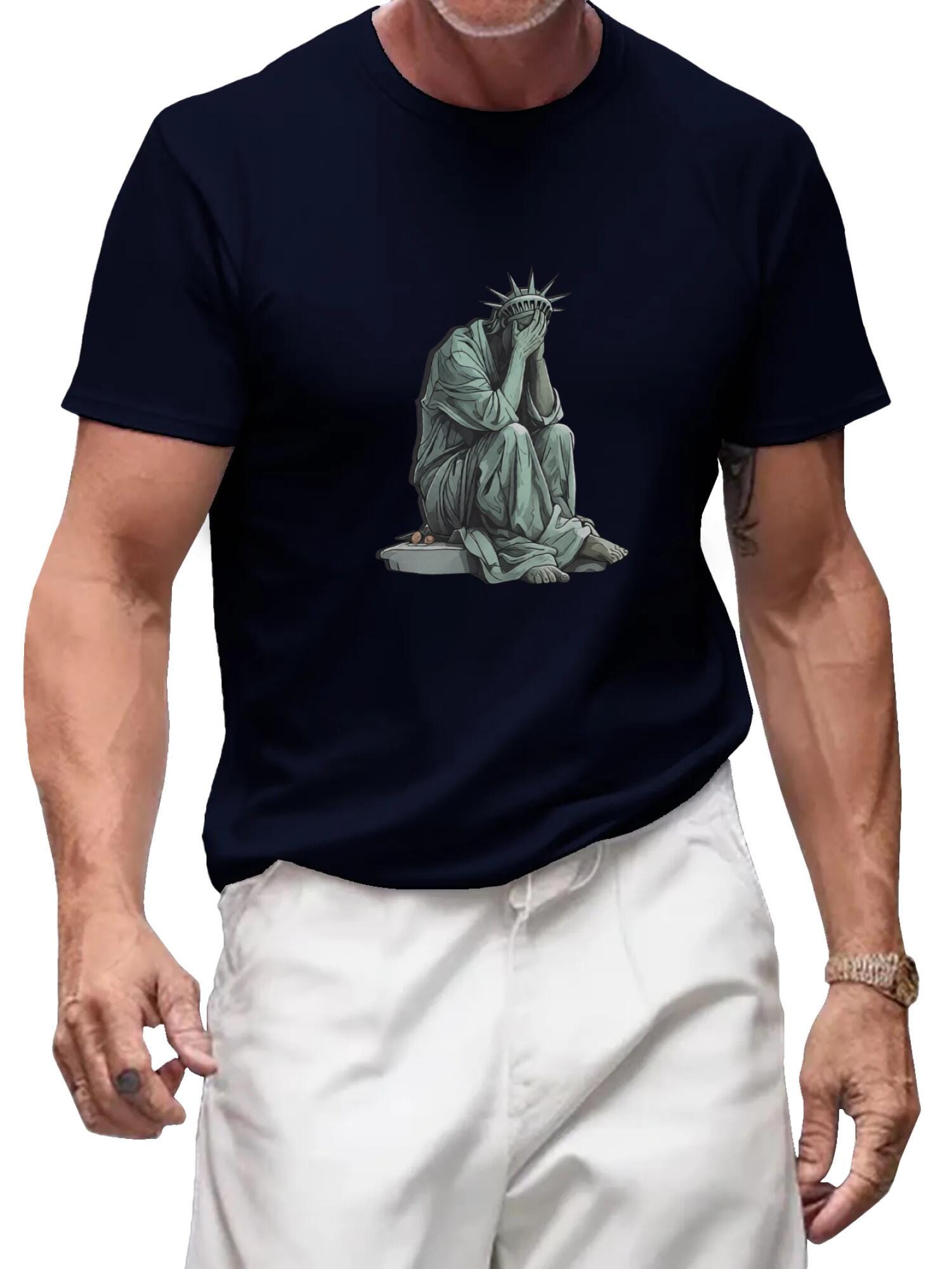 Crying Statue of Liberty T-Shirt – Political Satire Graphic Tee A119 - Image 6
