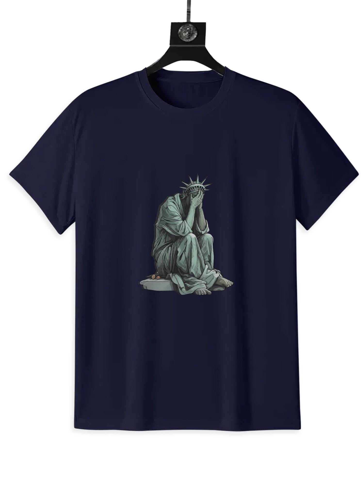 Crying Statue of Liberty T-Shirt – Political Satire Graphic Tee A119 - Image 8