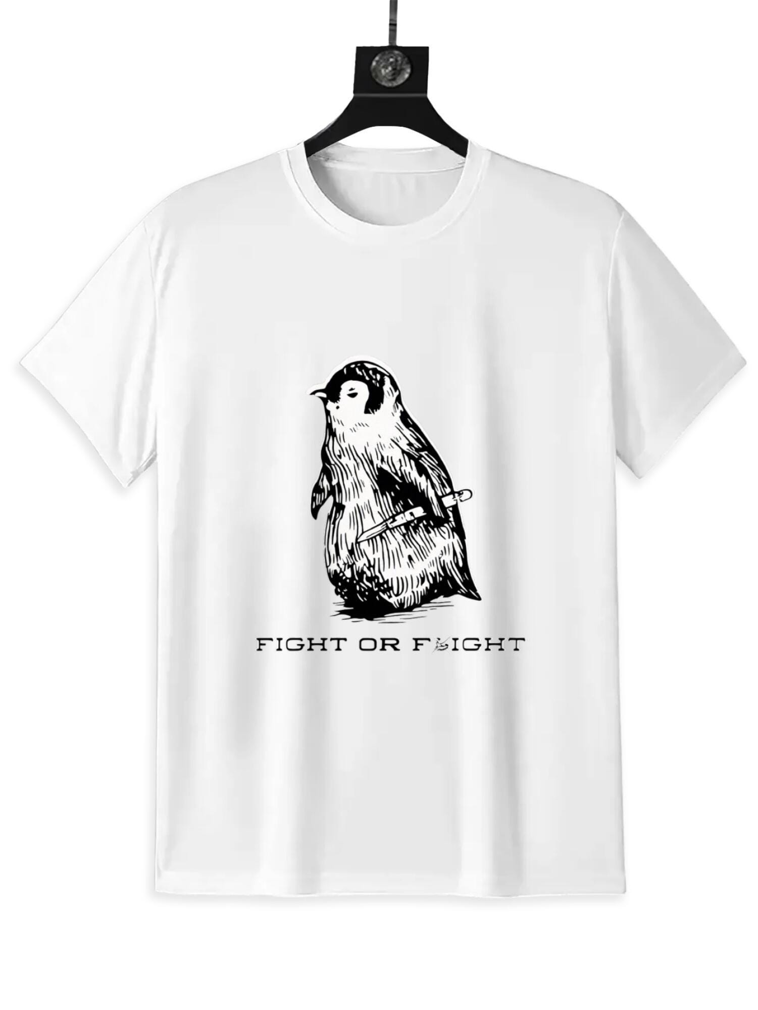 Whimsical Penguin 'Fight or Flight' Tee | Funny Animal Humor Shirt
