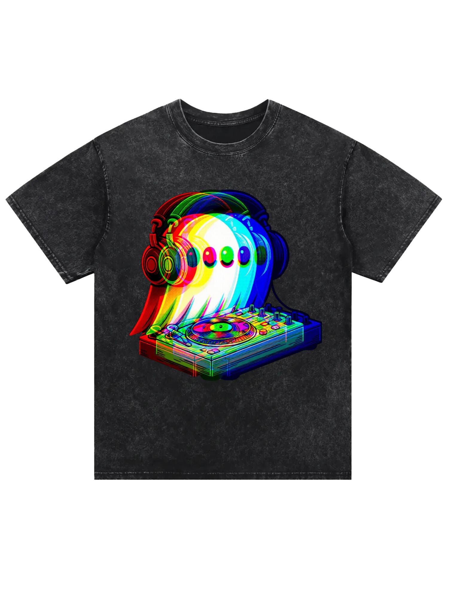 Ghost DJ Vaporwave T-Shirt | Retro Rave Music Graphic Tee - Image 3