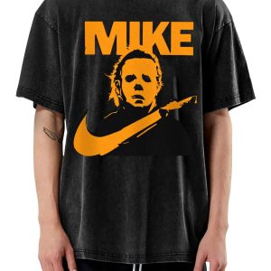 Mike Bloody Knife T-Shirt | Horror Movie Swoosh Logo Tee
