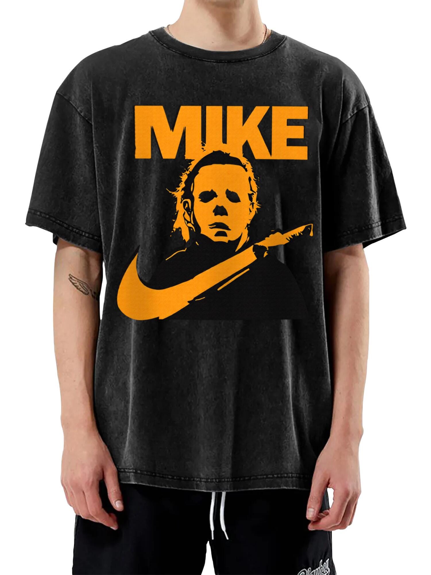 Mike Bloody Knife T-Shirt | Horror Movie Swoosh Logo Tee
