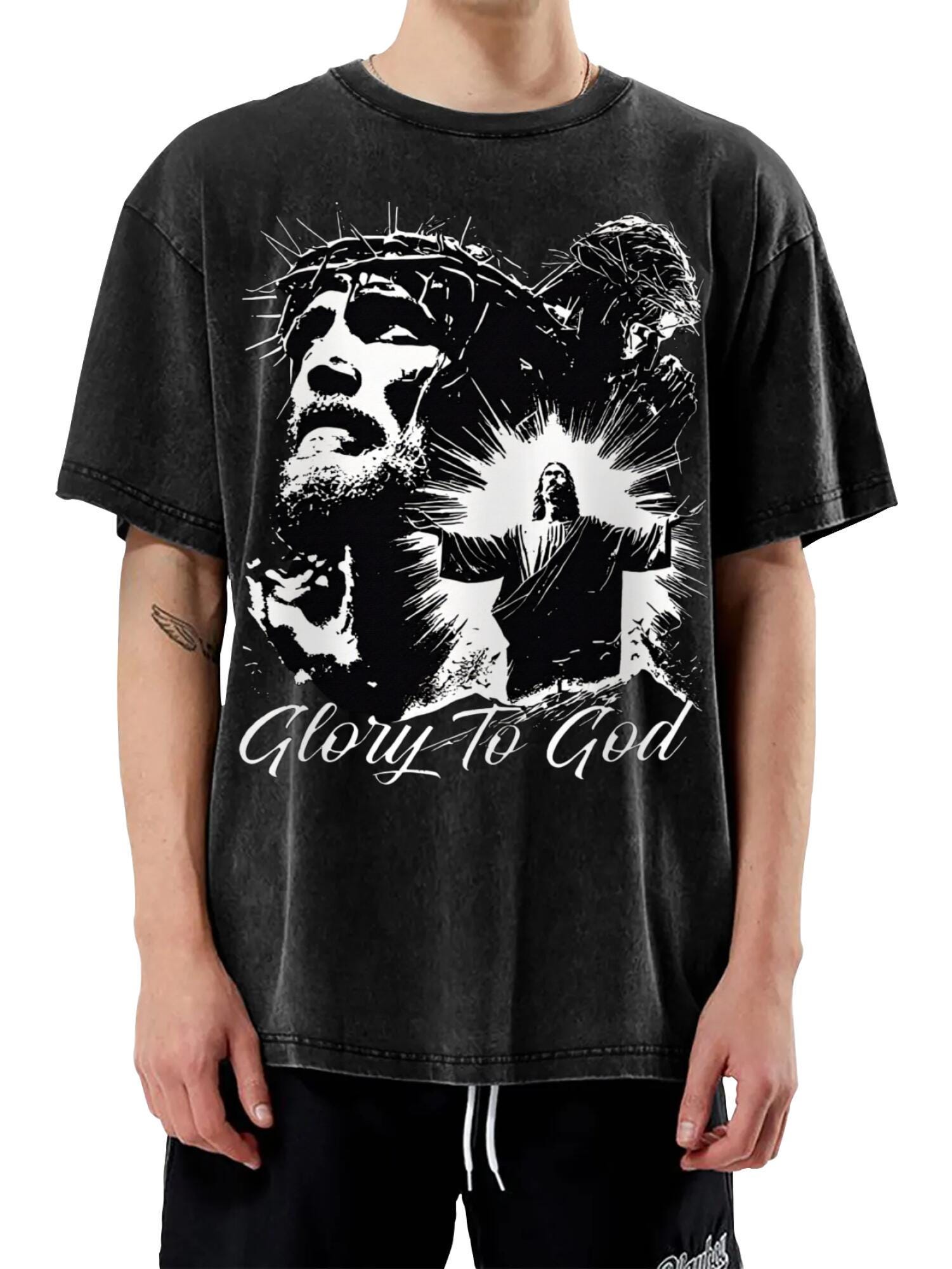 Glory To God Graphic Tee | Retro Faith T-Shirt, S-XXL