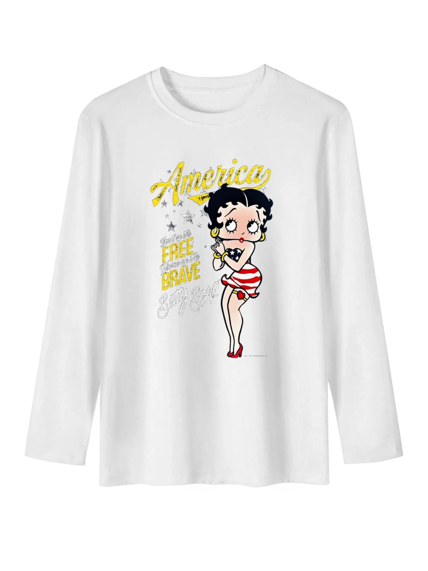 Betty Boop America T-Shirt | Land of the Free Patriotic Tee - Image 4