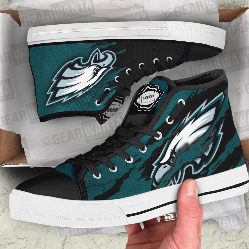 NFL Eagles High Top Canvas Shoes For Fans