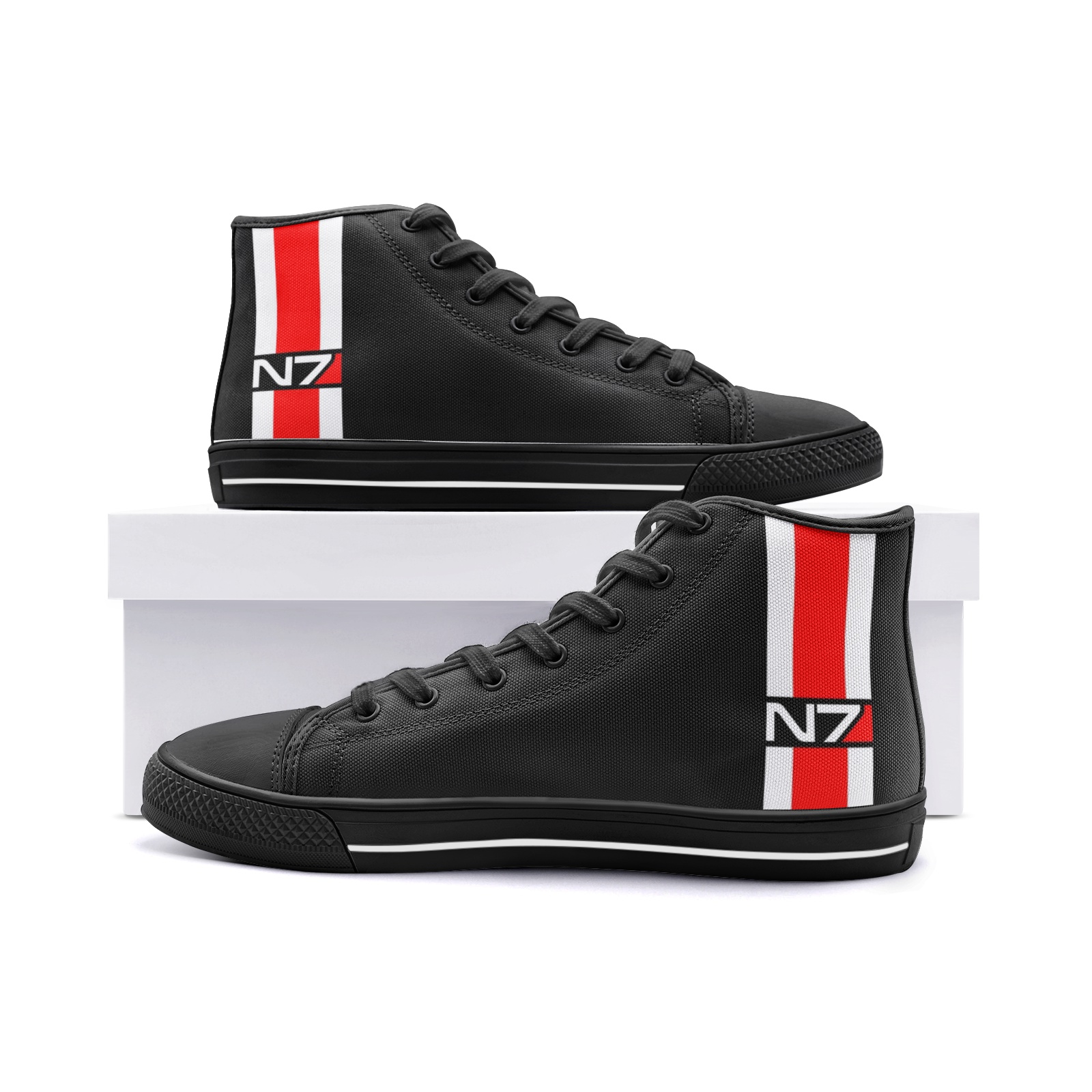Red Stripe High Top Canvas Shoes