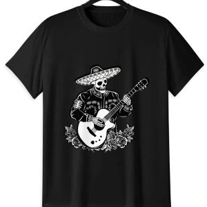 Day of the Dead Guitarist T-Shirt | Mariachi Skeleton Rock Tee