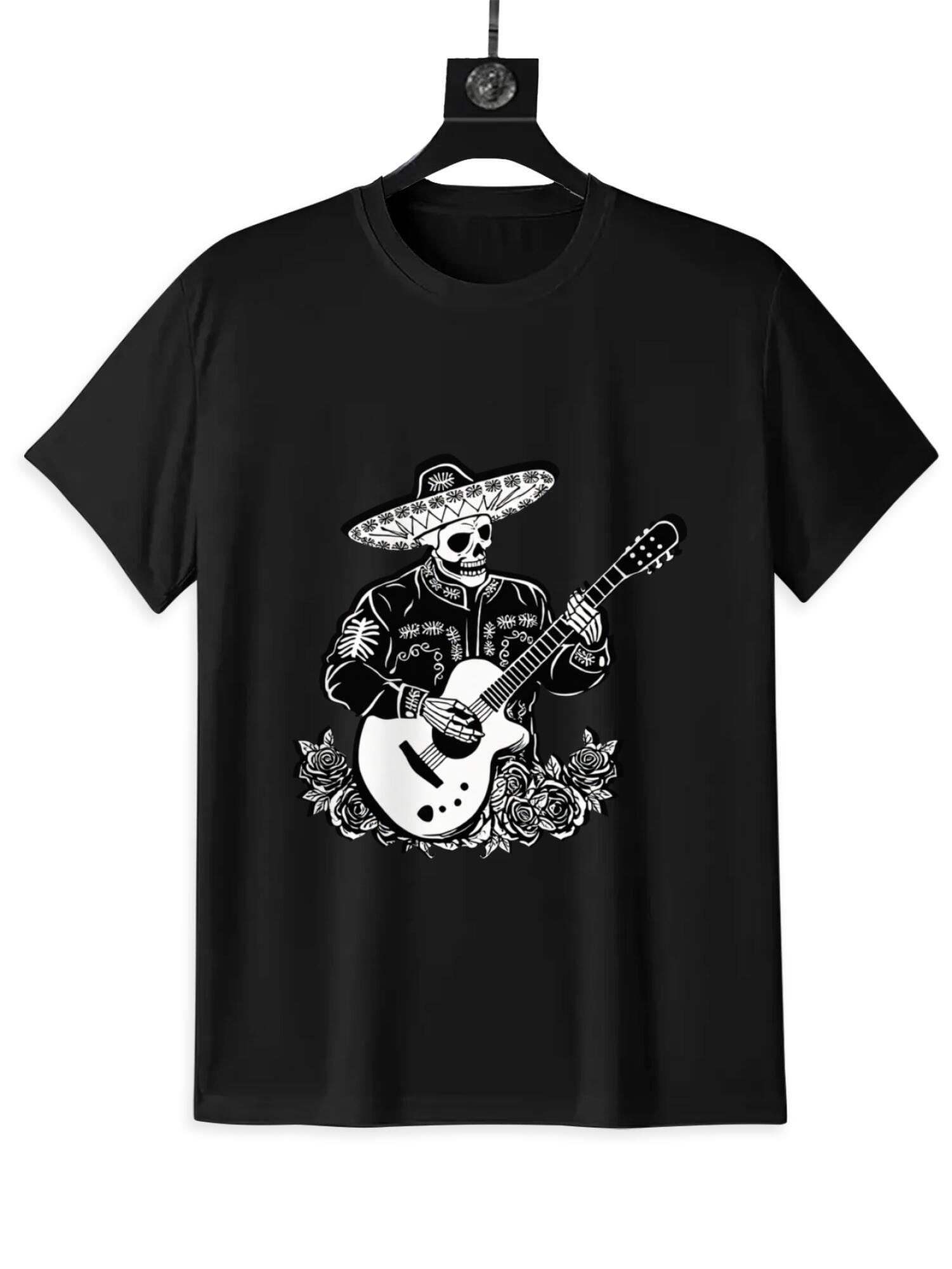 Day of the Dead Guitarist T-Shirt | Mariachi Skeleton Rock Tee
