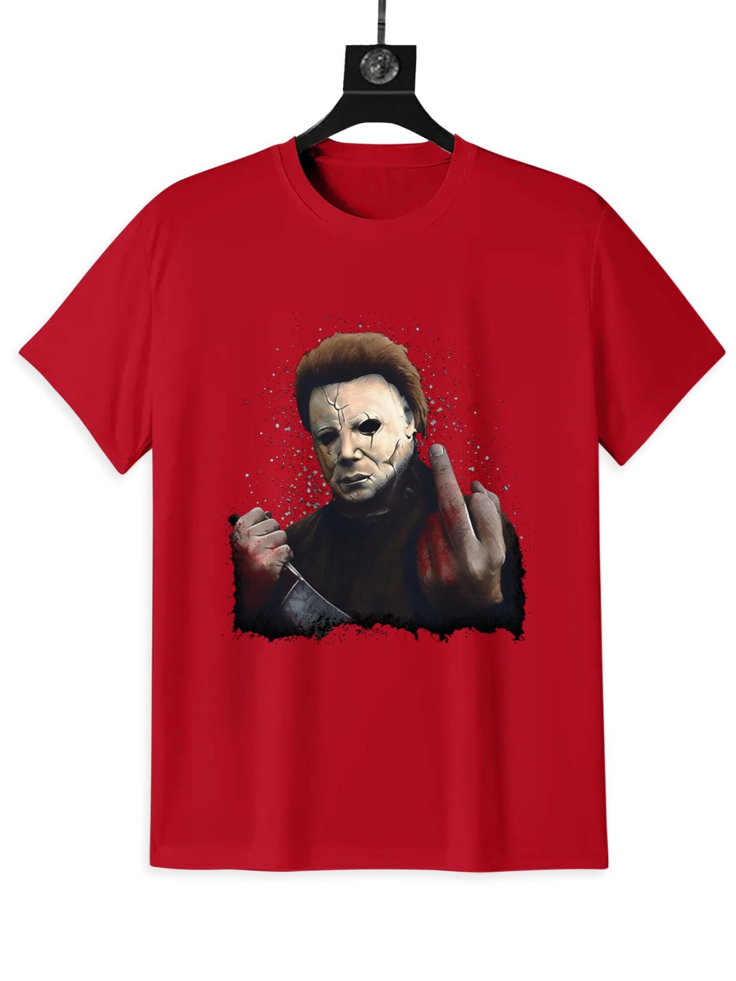Horror Killer Mask T-Shirt | Scary Movie Slasher Tee - Image 3