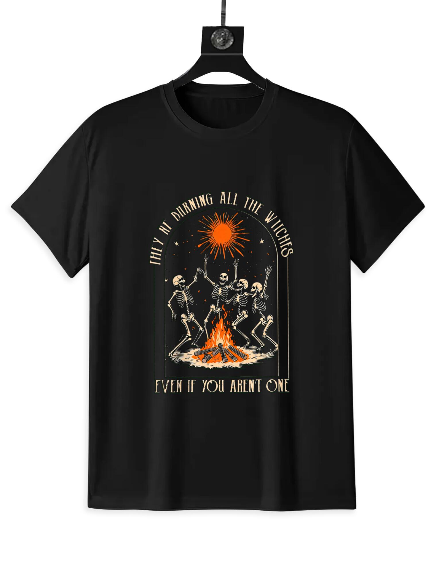 Skeleton Bonfire T-Shirt | Vintage Witchcore Halloween Tee