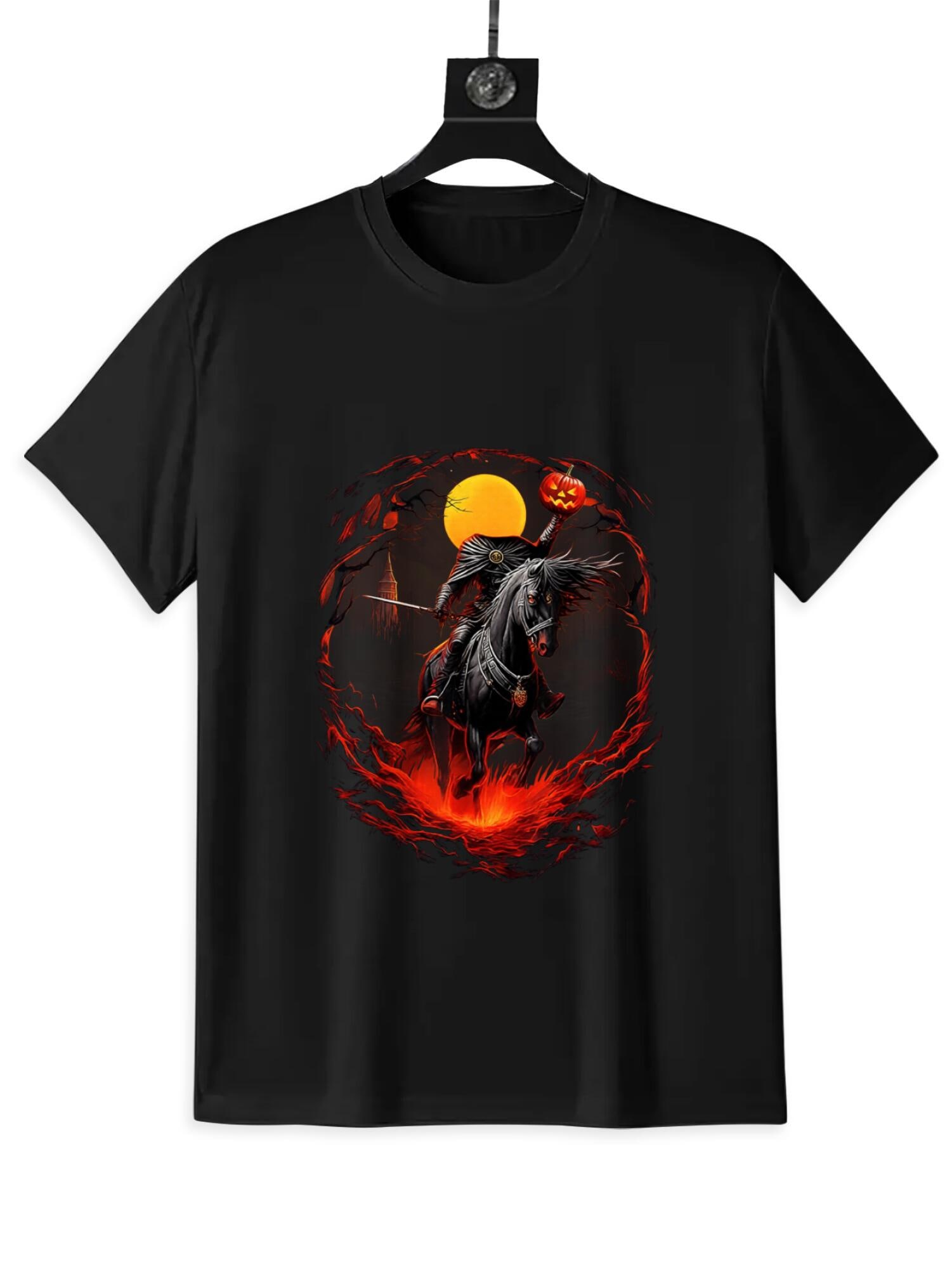 Headless Horseman T-Shirt | Spooky Pumpkin Rider Graphic - Image 2