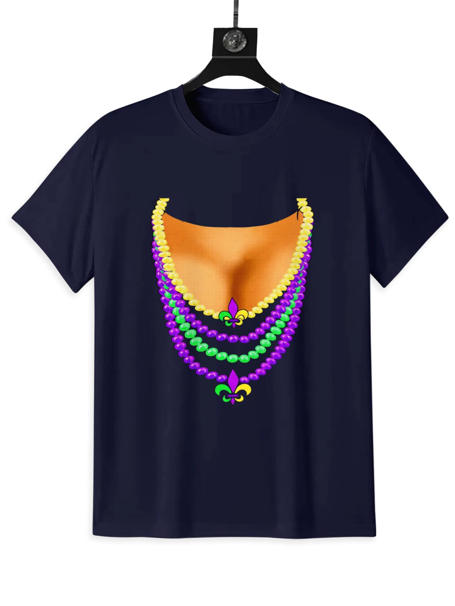 Funny Mardi Gras Beads T-Shirt | New Orleans Carnival Tee - Image 2