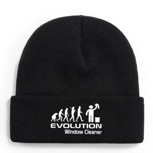 Funny Window Cleaner Beanie - Evolution Graphic Winter Hat | OurPod