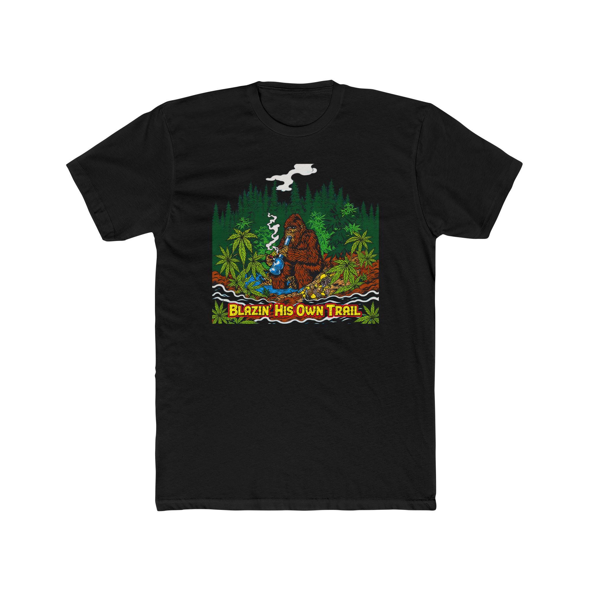 Bigfoot Blazin' Trail T-Shirt | Smoking Pipe Forest Tee - Image 3