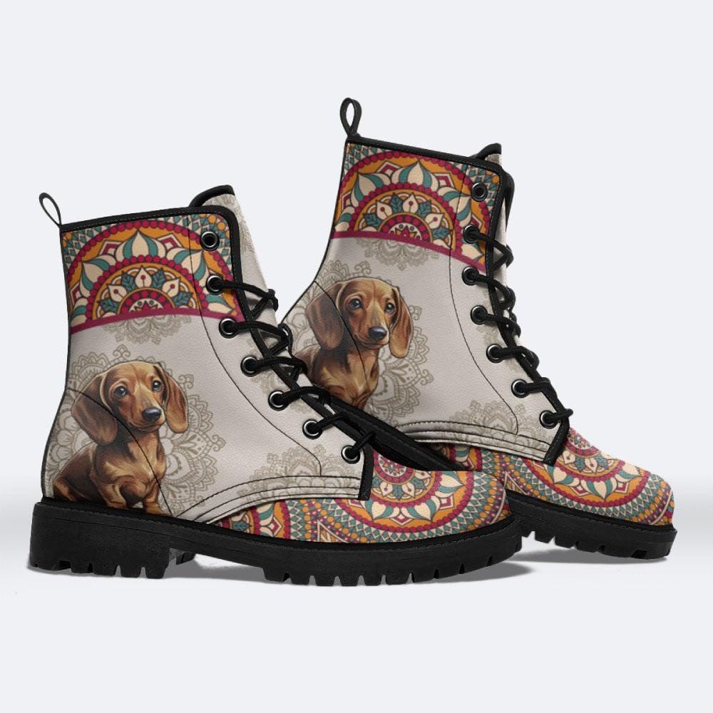 Dachshund Combat Boots | Boho Mandala Dog Print