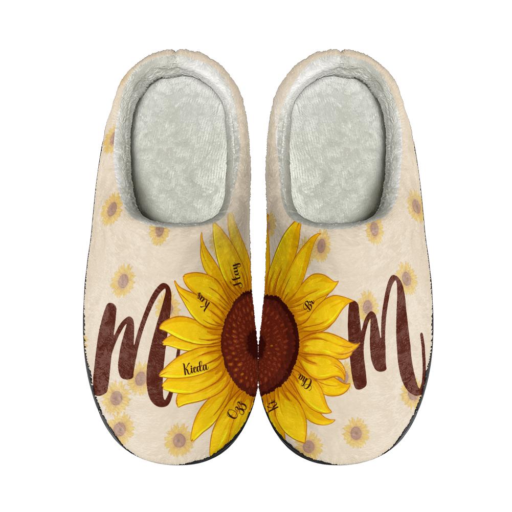 Sunflower Mother Slippers | Personalized Knitted Memory Foam Shoes - Image 2