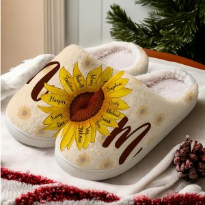Sunflower Mother Slippers | Personalized Knitted Memory Foam Shoes
