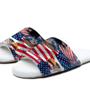 American Flag Sandals | Patriotic Cotton Slippers