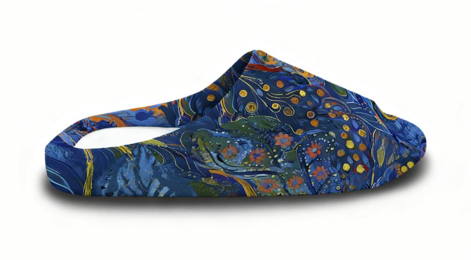 Blue Art Slippers | Cozy Fleece Shoes - Image 2