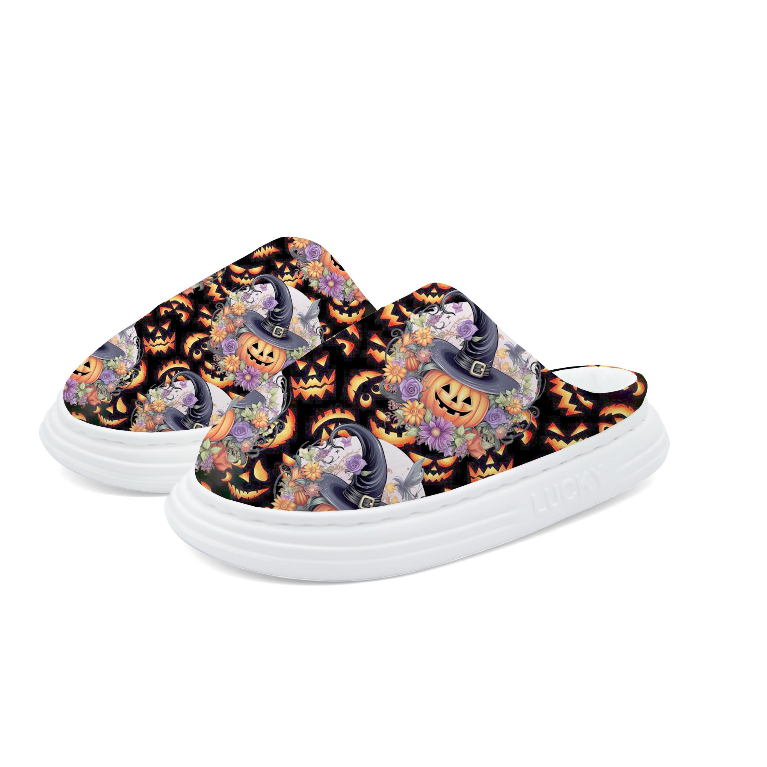 Pumpkin Witch Slippers | Plush Halloween Shoes