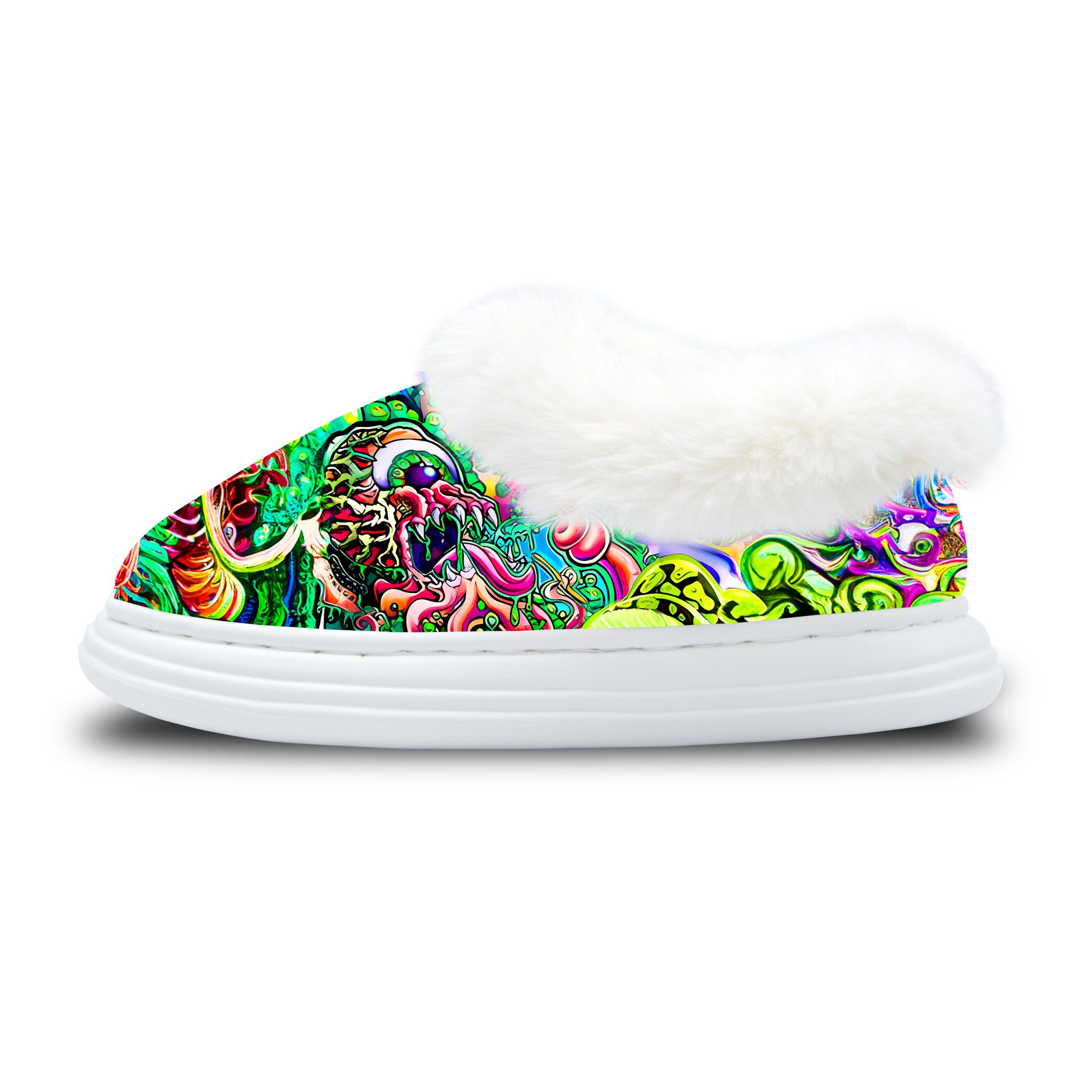 Graffiti Plush Lined Slippers | Indoor Winter Shoes