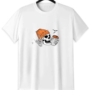 Skeleton Coffee Lover T-Shirt | Gothic Humor Graphic Tee